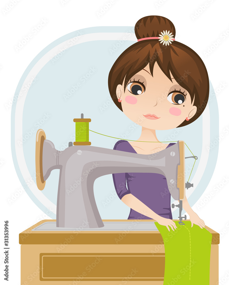 Vector Illustration Of A Dressmaker At Work Stock Vector Adobe Stock 