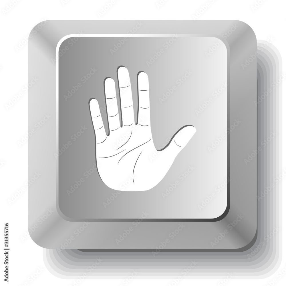 Stop hand. Vector computer key. Stop hand. Vector computer key.