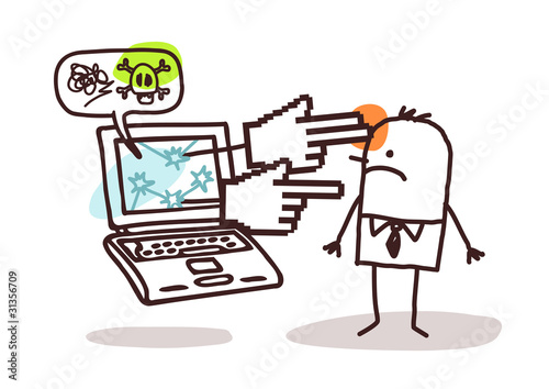 man with laptop and cyberbullying