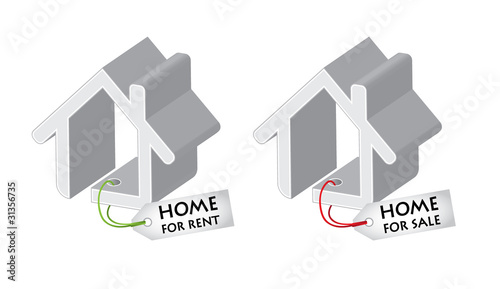 Real estate design elements, house for sale and rent with banner