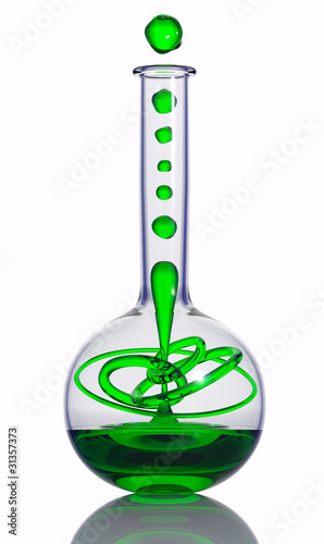 Chemical reaction in a flask. 3d