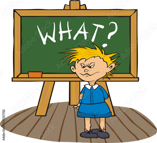 student at the chalk board