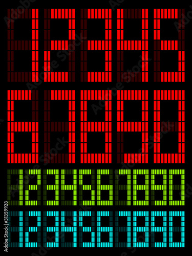 Set Digital Numbers Red/Blue/Green