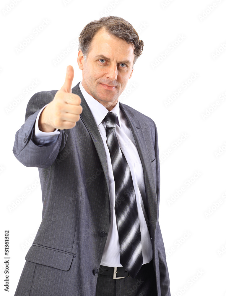 business man going thumb up, isolated on white business man going thumb up, isolated on white