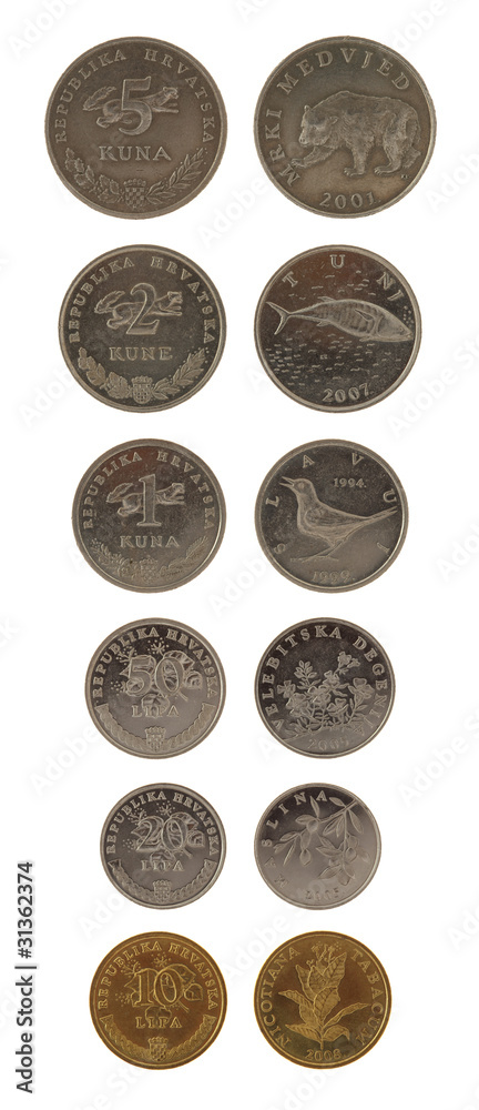 Croatian Coins Isolated on White Croatian Coins Isolated on White