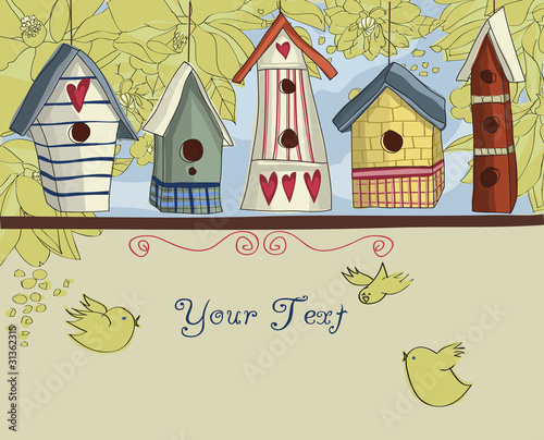 Birdhouses, Horizontal Background