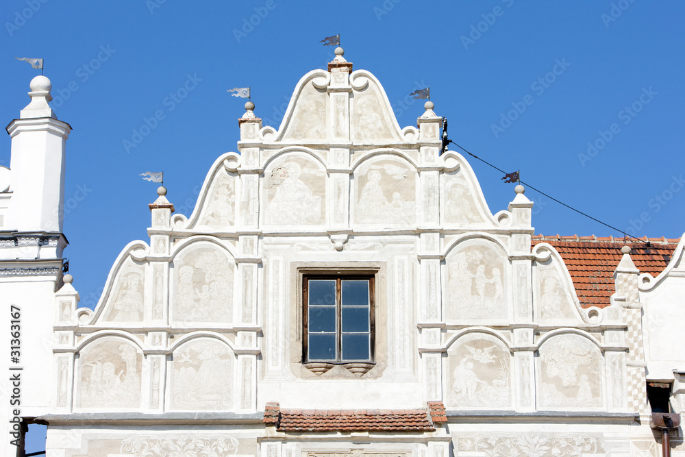 detail of renaissance house, Slavonice, Czech Republic