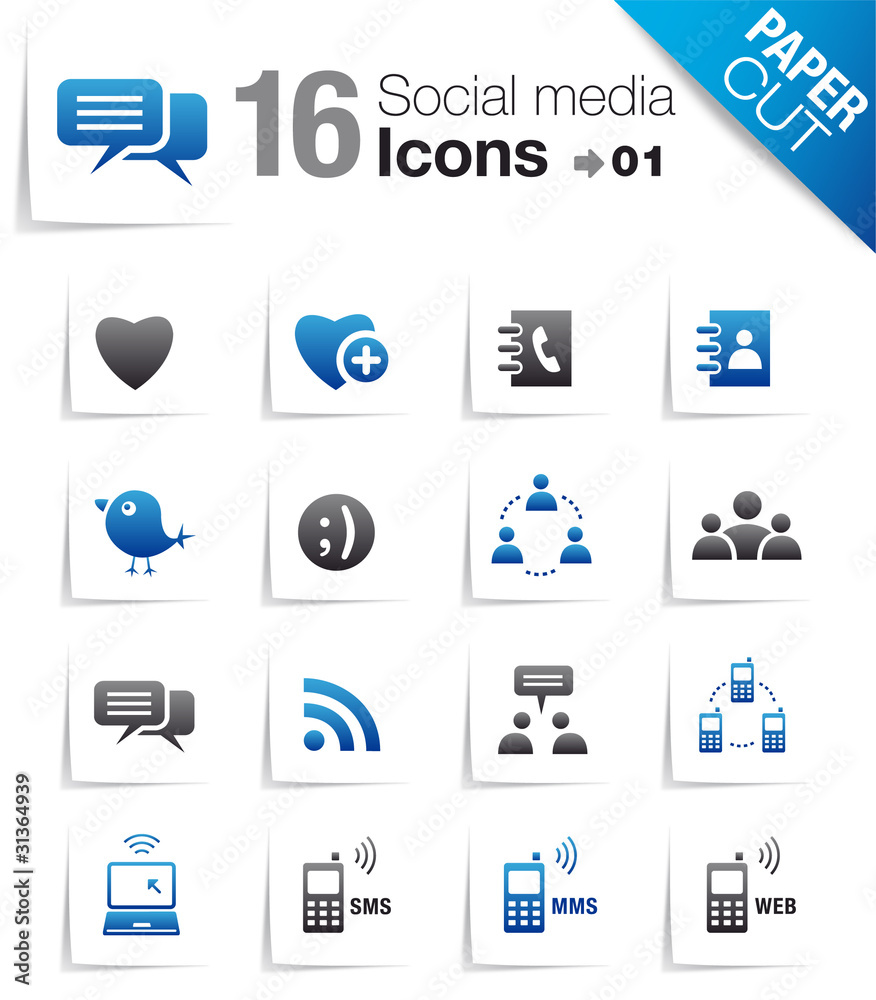 Paper Cut - Social media icons 01 Paper Cut - Social media icons 01