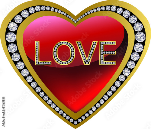 Diamond heart for Valentine day, vector