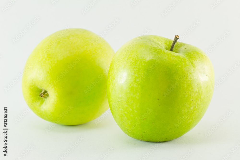Two green apples isolated on white background Two green apples isolated on white background