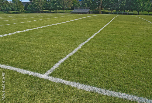 American football playing field in summer