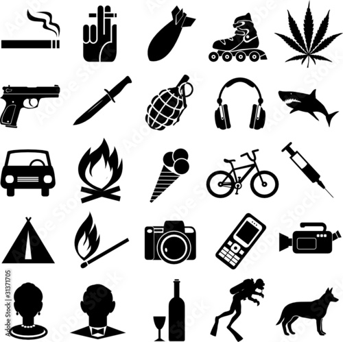 Set of different black vector symbols