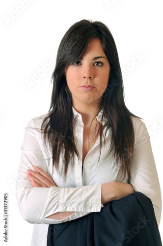 young brown woman with arms crossed