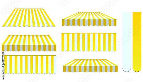 yellow awnings set isolated on white