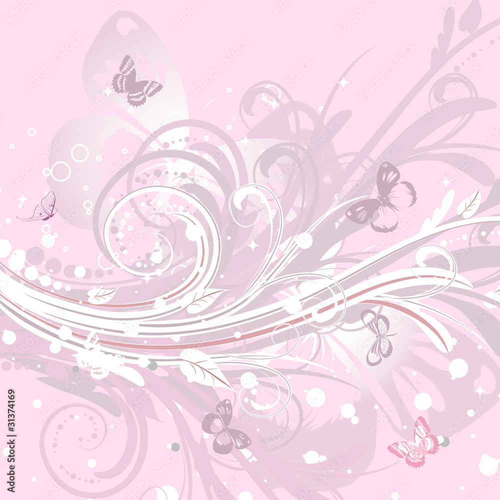 floral background with butterflies