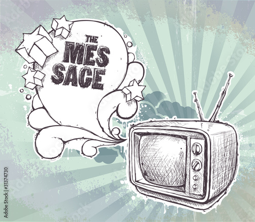 Hand-drawn retro TV set