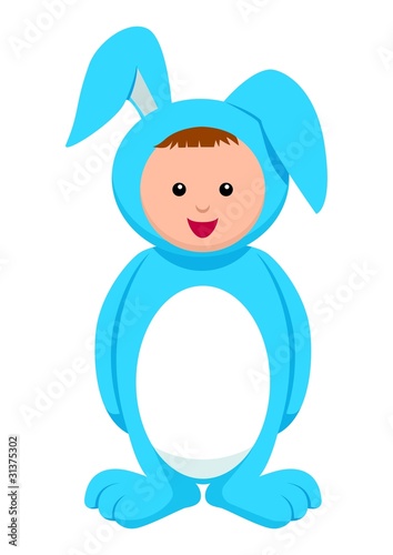 Kid with rabbit costume