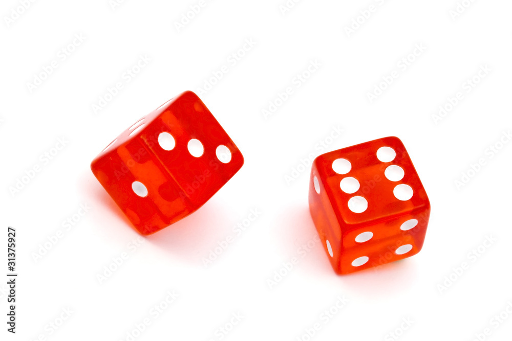 Red dice isolated on white background Red dice isolated on white background