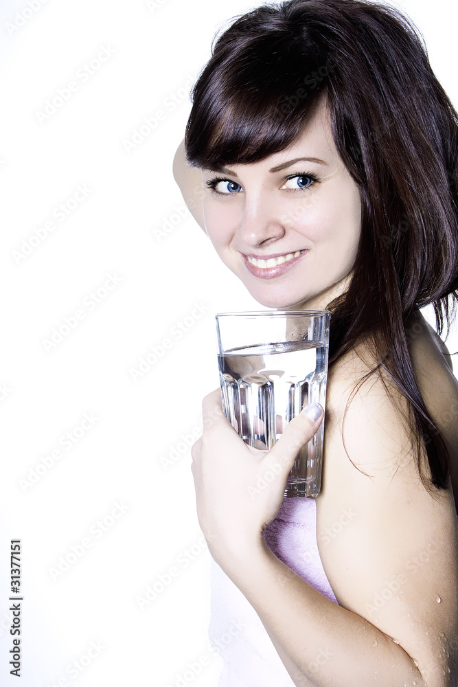 Healthy young woman with glass of fresh water Healthy young woman with glass of fresh water