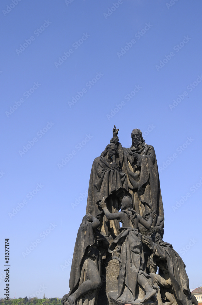 Fototapeta premium Statue on Charles Bridge in Prague Czech Republic