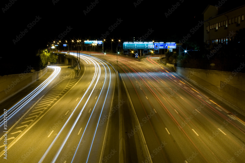 Highway E4 at night