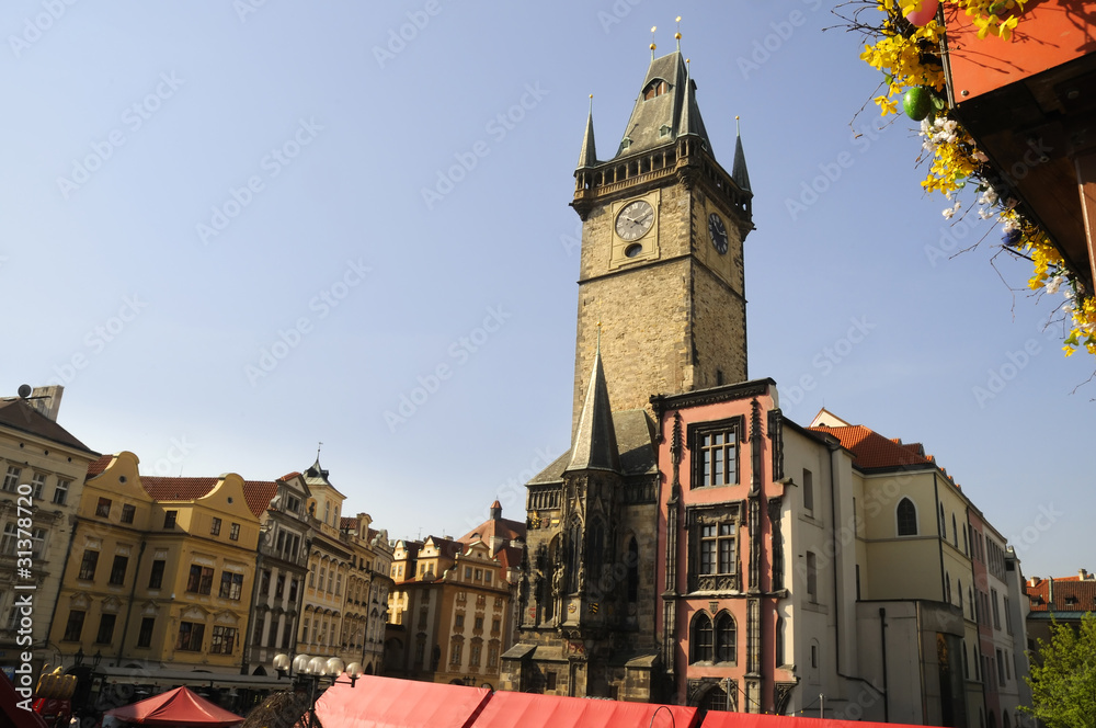 Town Hall and clock in Prague Capital of the Czech Republic