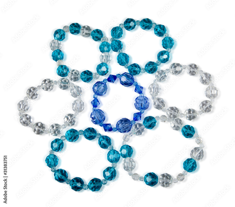 Bracelets made of glass on a white background Bracelets made of glass on a white background