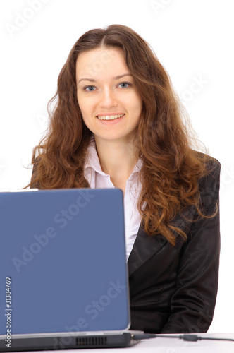 The beautiful business woman on a white background