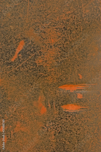 Abstract art photo goldfish rust motif on tin