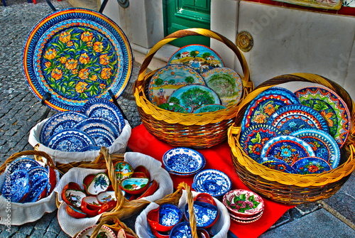 Traditional mediterranean pottery on the street market