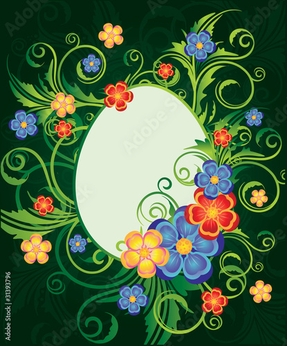 Easter card with egg-frame, vector illustration