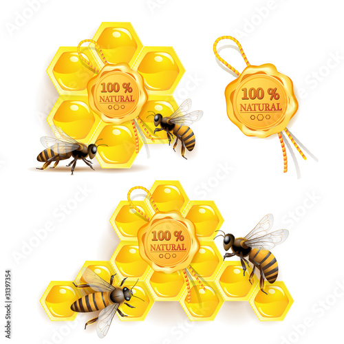 Bees with honeycombs and quality seal