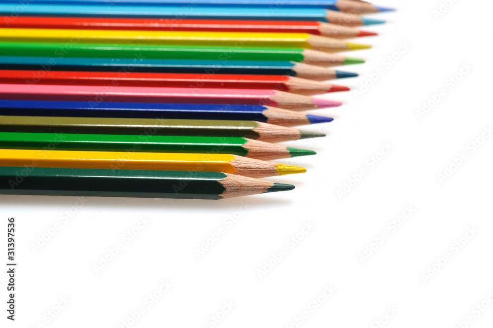 Many colorful school pencils isolated on white background Many colorful school pencils isolated on white background