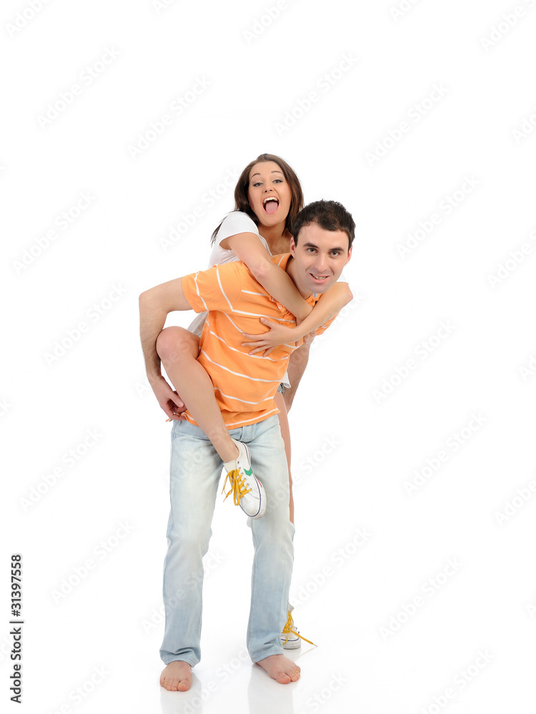 sweet young summer couple in love having fun. isolated sweet young summer couple in love having fun. isolated
