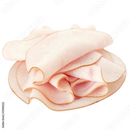 Turkey meat sliced isolated on white