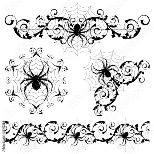 Set with a spider's webs and spider