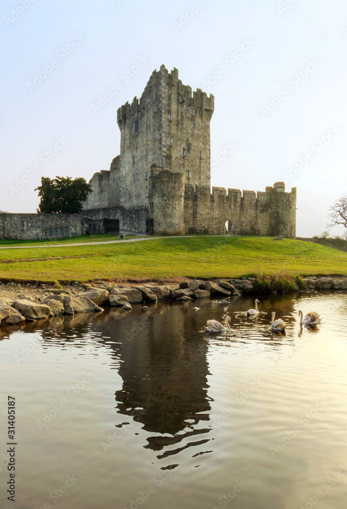 Ross castle in Killarney with reflection - Ireland