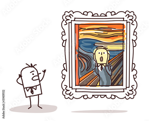 man watching the Scream imitation