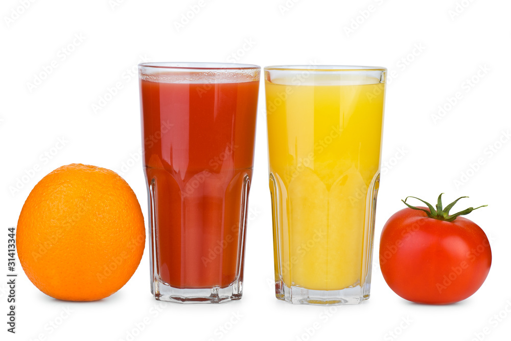 Tomato and orange juice and tomato & orange near