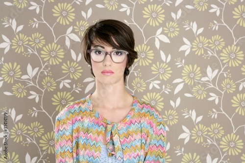 Tableau sur toile nerd retro woman 60s vintage glasses