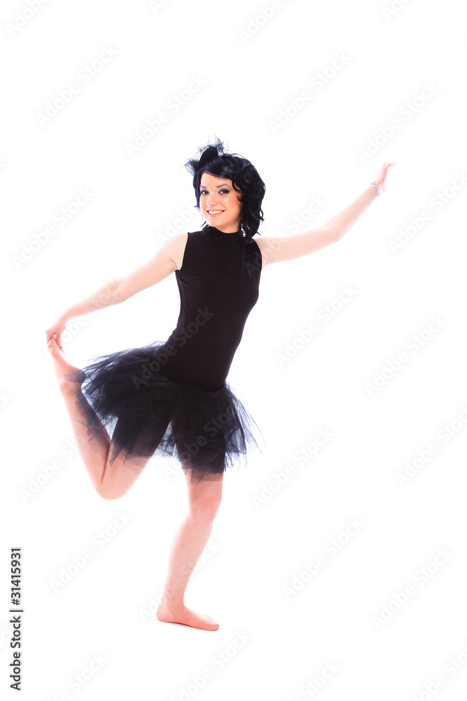 ballerina wearing black tutu