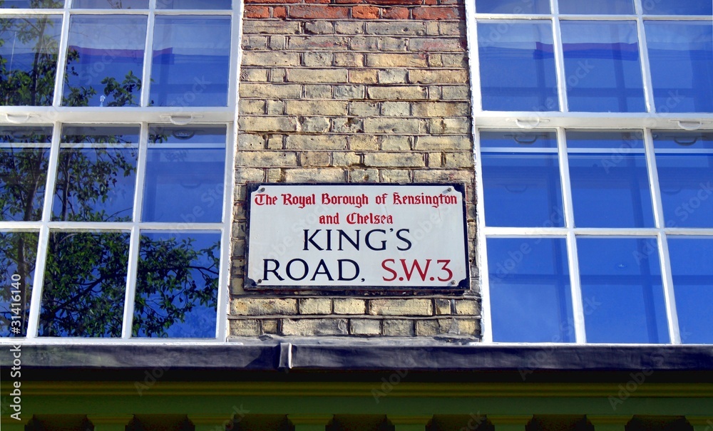 Fototapeta premium King's Road Street Sign, Chelsea, London, UK