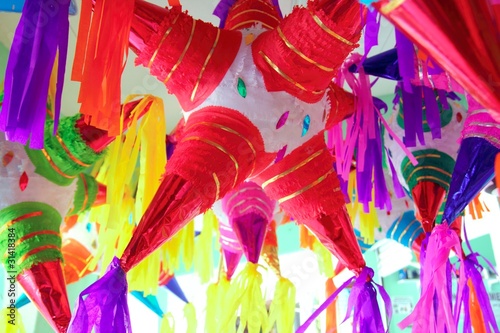 pinatas star shape mexican traditional celebration