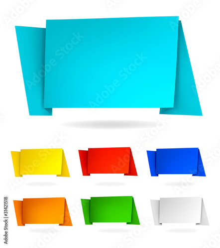 Set with abstract origami speech bubbles. Vector