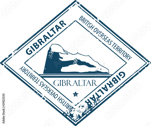 Grunge rubber stamp with rock and the word Gibraltar inside