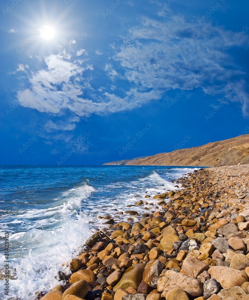 summer sea stony coast