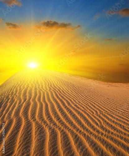 sunset in a sand desert
