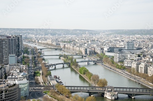 Seine river in Paris view from Eiffel Tower