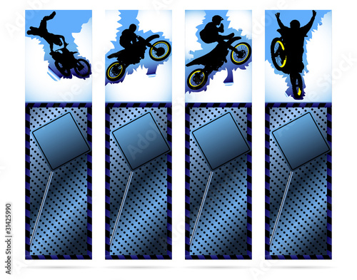 Web elements on metalic background with motorcycle silhouette