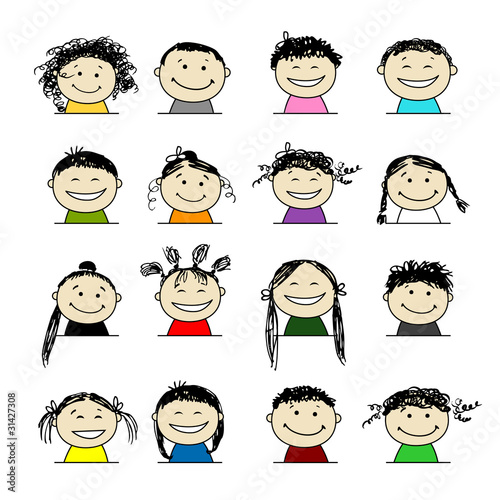 Smiling people icons for your design
